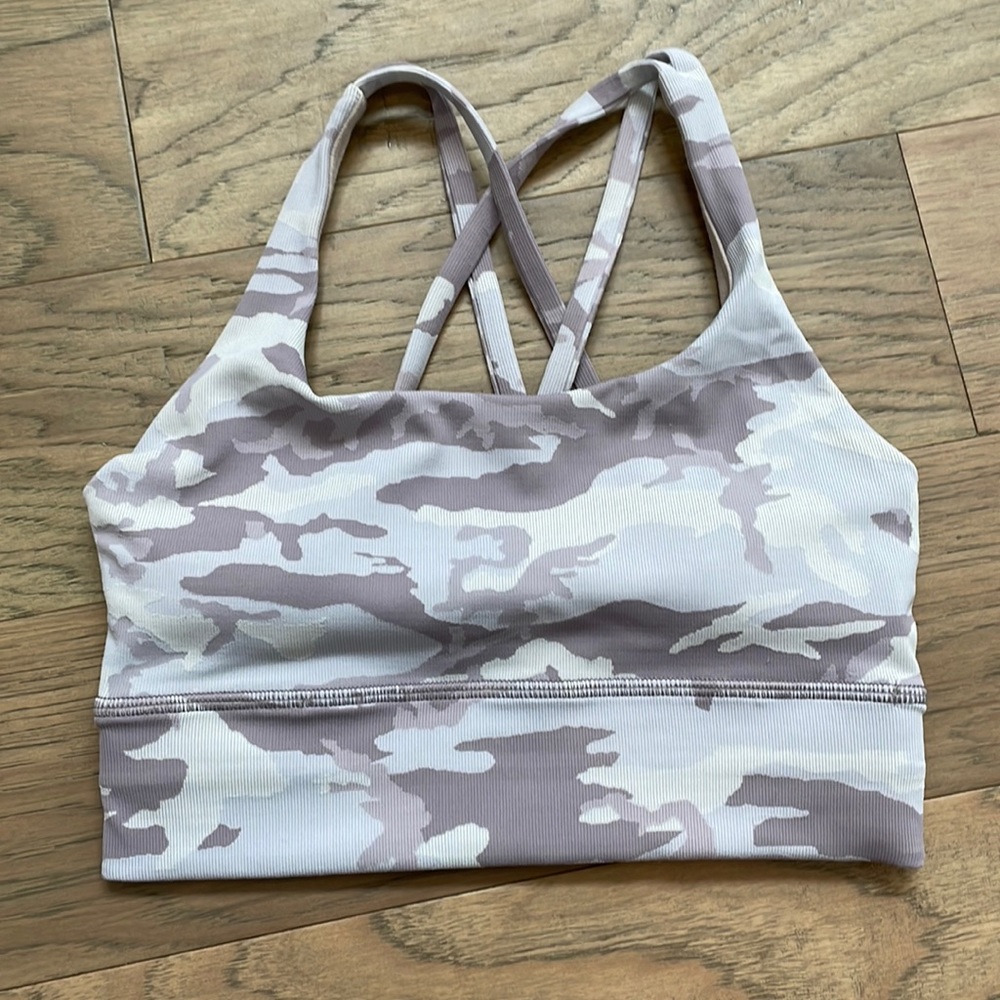 Lululemon Size 4 Purple Camo Racerback Sports Bra